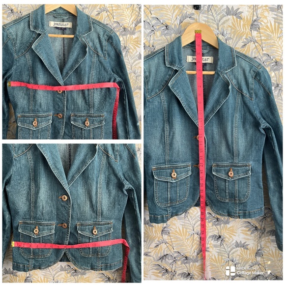 Jeanstar Light Blue Denim Jean Jacket Fitted Copper Button Blazer Size M - Picture 10 of 10